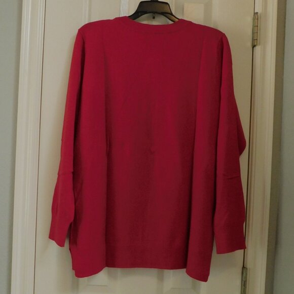 LIZ CLAIBORNE Womens  Soft Chevron Pullover Sweater Long Sleeve Red X-Large - Picture 2 of 5